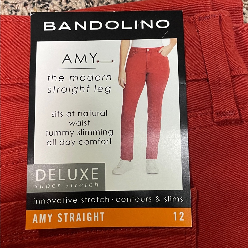 Bandolino Women's Straight Leg Burnt Orange Amy Jeans Size 10 | NWT - Picture 2 of 8